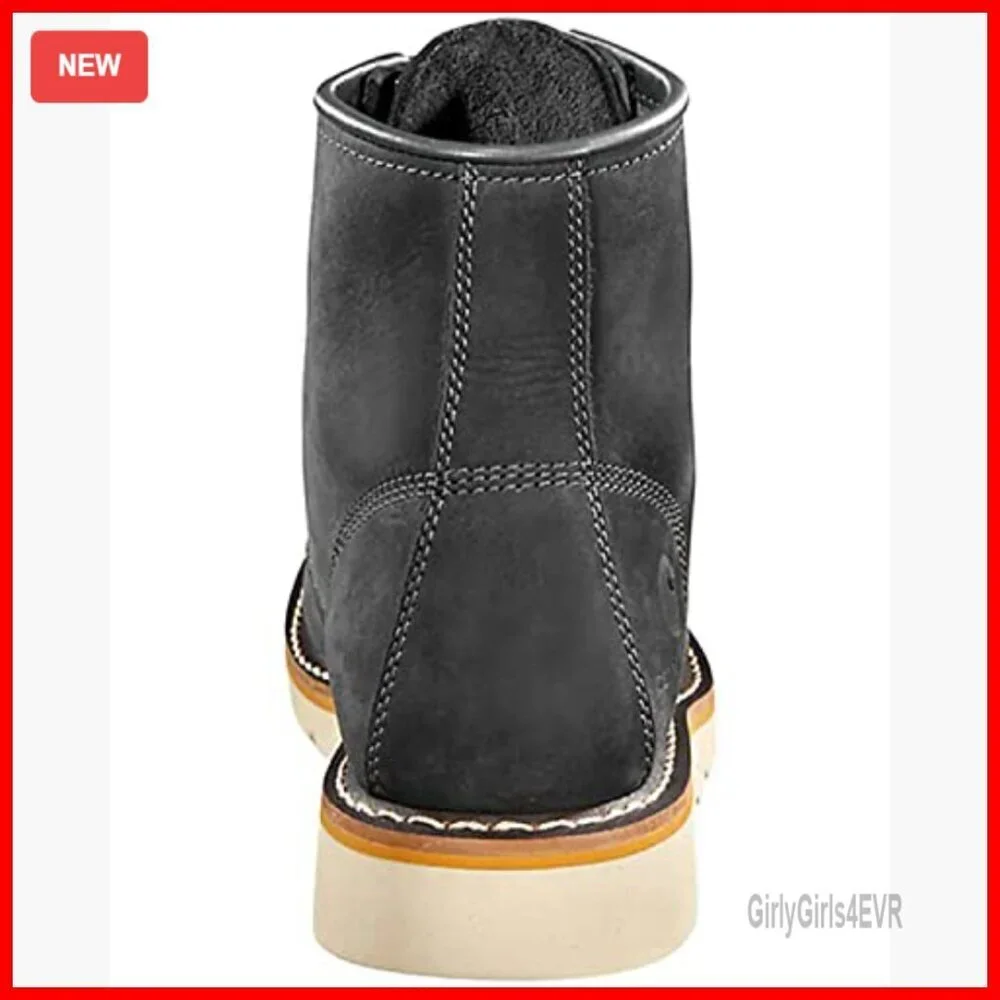 6-Inch Moc Soft Toe Wedge Boots, Slip-Resistant Work Shoes